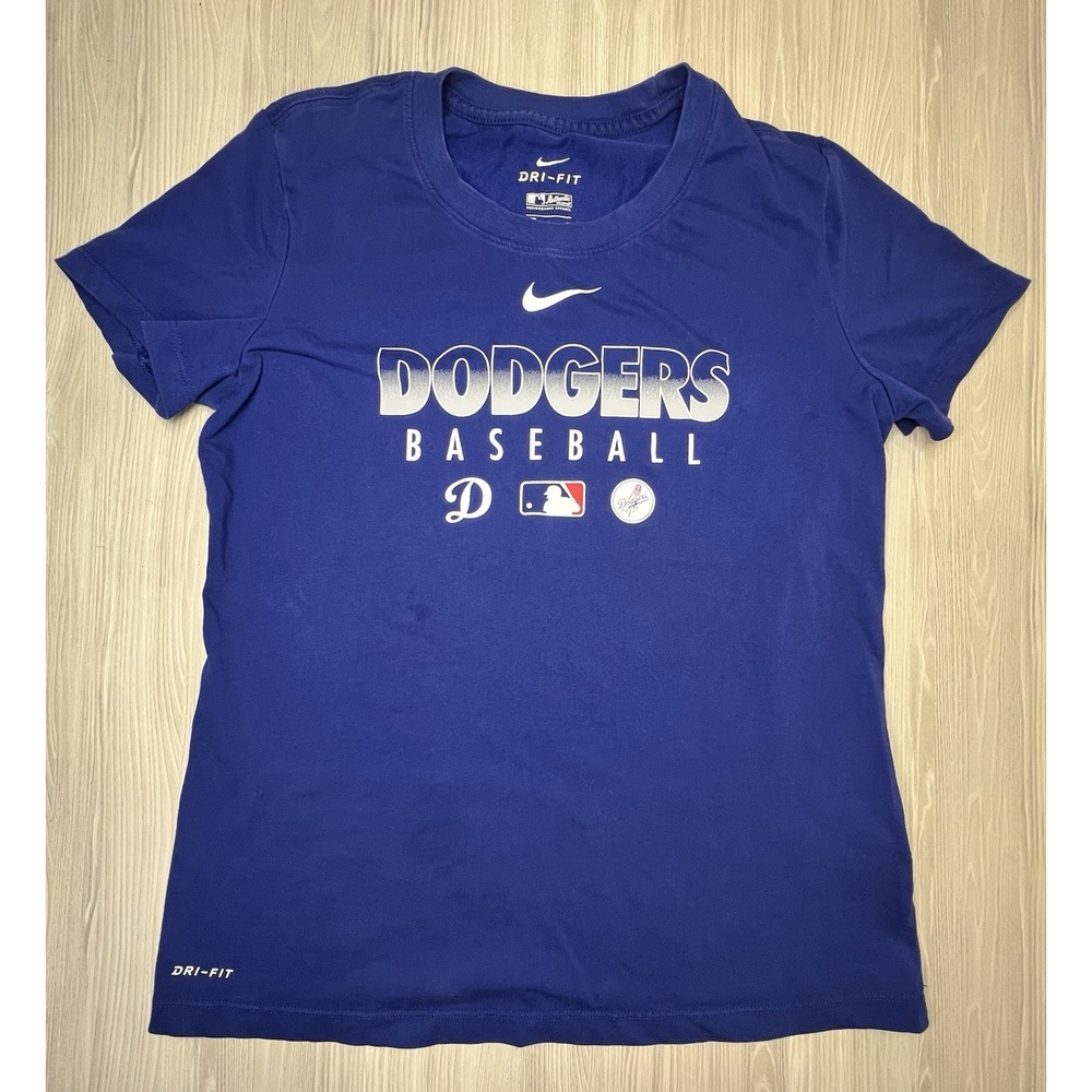 Nike Dri-Fit Los Angeles Dodgers Baseball Shirt Womens Small Blue Athletic Cut